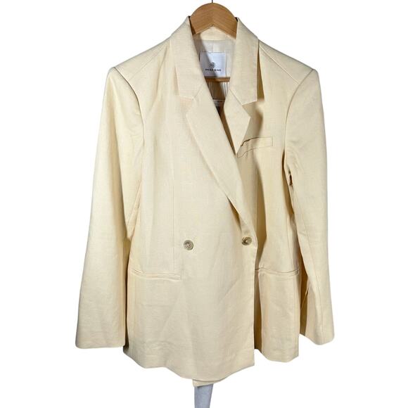 Anine Bing Kaia Linen Blazer Yellow Size Medium Business Casual - Picture 1 of 15